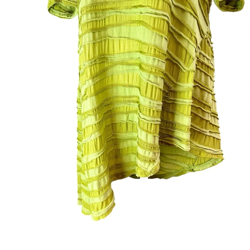 CUT LOOSE Olive Green Tunic Top Shirt Sz L Asymmetrical Short Sleeve‎ Lagenlook - Picture 7 of 16